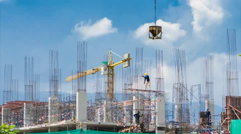 Time lapse labor working in big construction site Stock Footage 32327657
