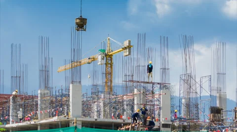 Time lapse labor working in big construction site (zoom in) Vidéo 32328346
