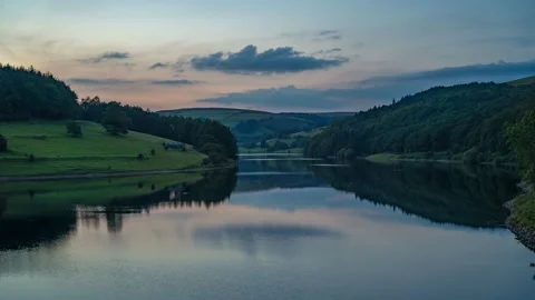 Time lapse of  Ladybower Res, Peak District National Park, Derbyshire, England Stock Footage 249481339