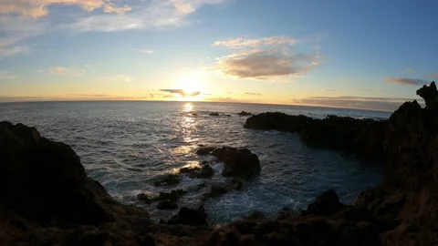 Time lapse lag of a sunset at sea in the azores islands Stock Footage 147457686