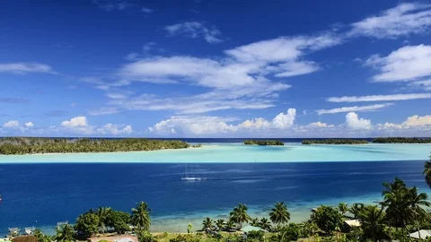 Time Lapse Lagoon Bora Bora from high above Stock Footage 76622827