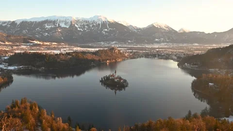 Time lapse of lake Bled in winter Stock Footage 232767665