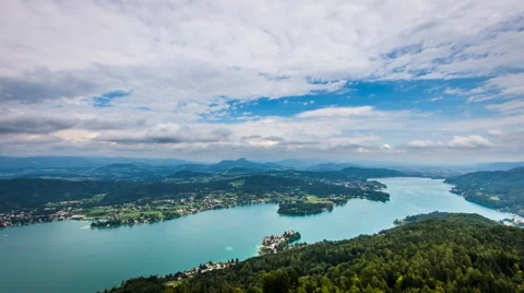 Time lapse - Lake with clouds and a small boat 스톡 동영상 58622326