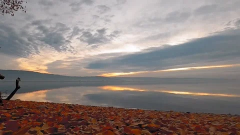 Time lapse at the lake during sunrise in autumn Stock Footage 166031075