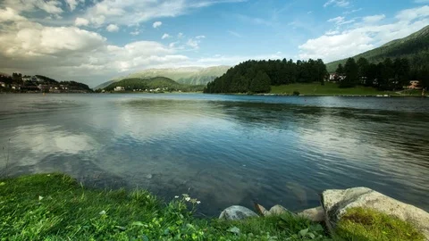 Time lapse of the lake of Saint Moritz in Switzerland. Wide angle 4K.  動画素材 78782480