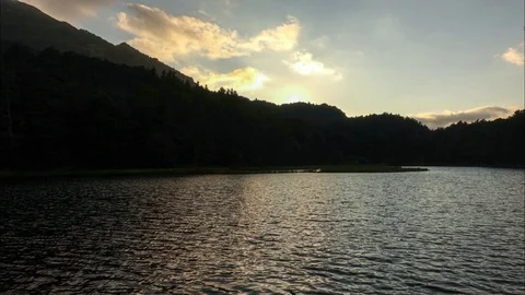 Time lapse on the lake at sunset Stock Footage 94506614