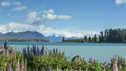 Time-lapse of Lake Tekapo in the Mackenzie Basin, Canterbury, New Zealand. Stock Footage 133630573