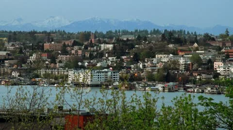 Time lapse of Lake Union in Seattle on a sunny summer day Видео 10902607