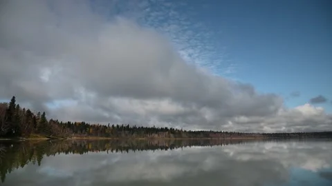 Time lapse of a lake very calm lake with autumn colors  Stock Footage 141070778