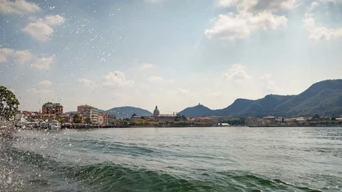 Time-lapse of the lakefront in Como Stock Footage 95295706