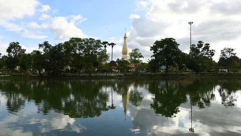 Time lapse- Landmark temple thailand Wat Phra That Phanom in Nakhon Phanom pr Stock Footage 80412125