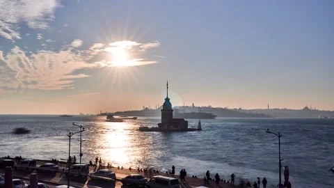 Time lapse with landmarks of Istanbul Stock Footage 131372159