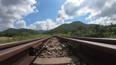 Time lapse landscape clouds bridges of the train in thailand Stock Footage 142682647