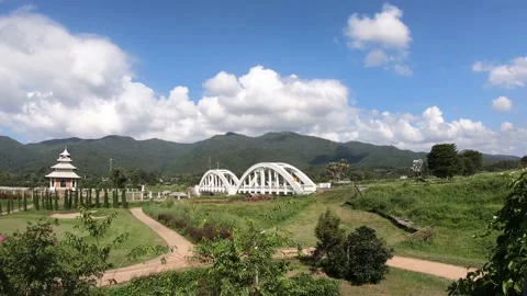 Time lapse landscape clouds bridges of the train in thailand Stock Footage 142682717