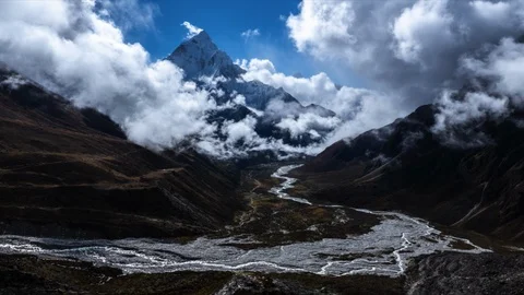 Time lapse landscape at mountain range in Nepal Stock Footage 118433524