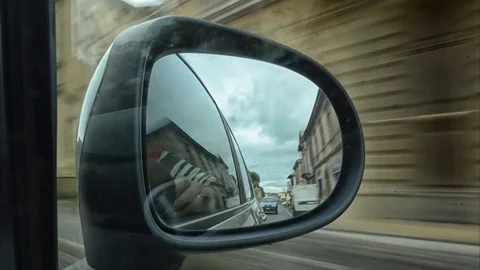 Time lapse of landscape from the rearview mirror Stock Footage 85227339