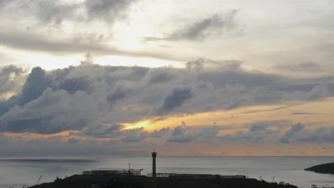 Time-lapse landscape , red purple blue yellow pink clouds are moving fast in the Stockbeeldmateriaal 131131903