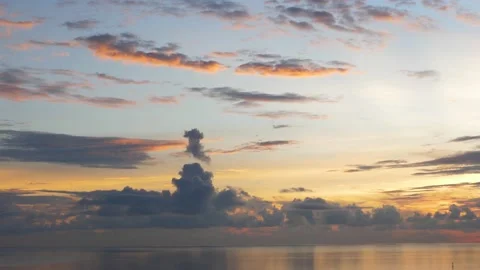Time-lapse landscape , red purple blue yellow pink clouds are moving fast in the Stock Footage 131131934