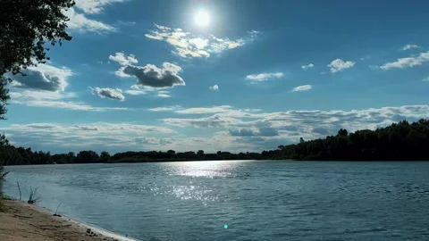Time lapse of a landscape by the river in a village Stock-Footage 342286795