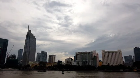 Time lapse landscape skyline sunset to the night of Ho Chi Minh city Stock Footage 111451564