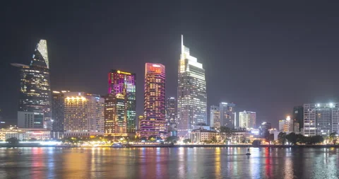 Time lapse landscape skyline sunset to night of Ho Chi Minh city Stock-Footage 327217375