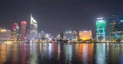 Time lapse landscape skyline sunset to night of Ho Chi Minh city Stock-Footage 327217867