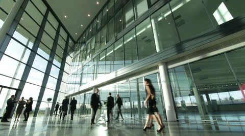 Time lapse of large business group in a light and modern office building Stock Footage