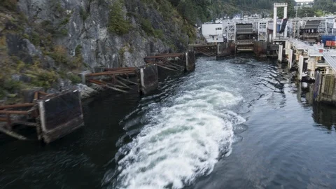 Time lapse of Large Ferry Leaving the Harbour/Terminal Travelling Across Water Stock Footage 93169508
