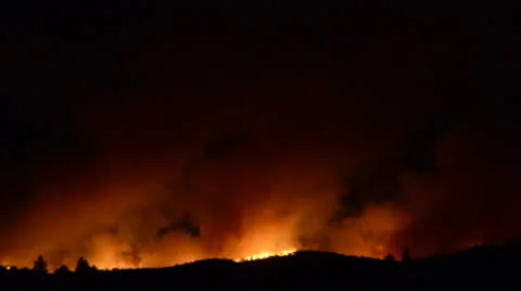 Time Lapse of Large Forest Fire at Night Stock Footage 26253998