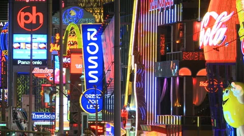 Time Lapse of the Las Vegas Strip Neon - Clip 2 Stock Footage