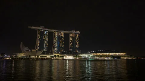 Time lapse of laser light show at Marina Bay Sands Hotel by Singapore River Stock Footage 39766095
