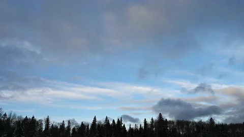 Time lapse of late day clouds in a light blue sky moving from left to right  Stock Footage 224107843