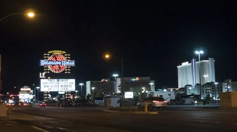 Time lapse of the Laughlin casino strip at night Stock Footage 61877835