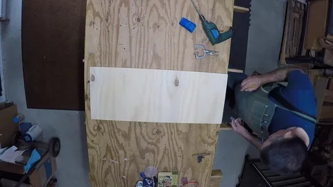  Time lapse of layout and drill pocket screws. Stock Footage 81714444