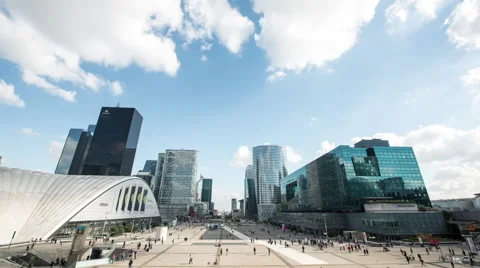 Time Lapse of Le Defense Complex Daytime - Paris France Stock Footage 58947236