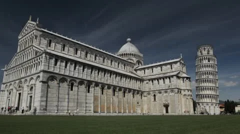 Time Lapse of Leaning Tower in Pisa, Tuscany, Italy, Tourists Attraction Stock Footage 8954594