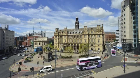 Time lapse leeds city square  united kingdom Stock Footage 50686281