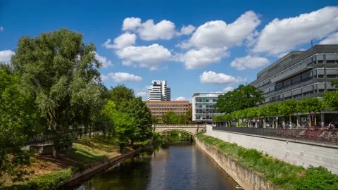 Time lapse of Leine river in Hannover Stock Footage 223669981