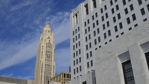 Time Lapse of the Leveque tower in Columbus Oh 2023 Stock Footage 234137041