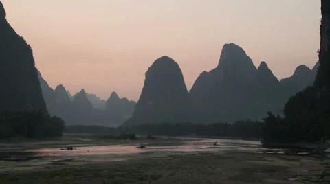 Time lapse of Li river sunset Stock Footage 58084999