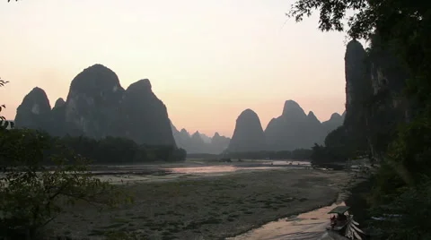 Time lapse of Li river sunset Stock Footage 58086833