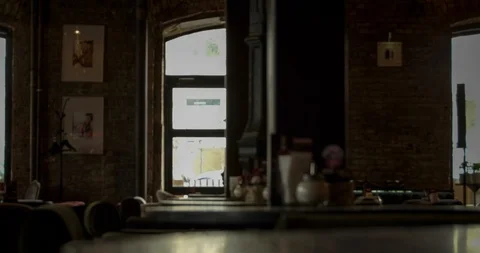 Time-lapse of life and movement in a dark expensive, chic cafe, bar Video stock 129598639