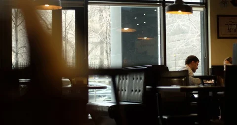 Time-lapse of life and movement in a dark expensive, chic cafe, bar Video stock 129598886