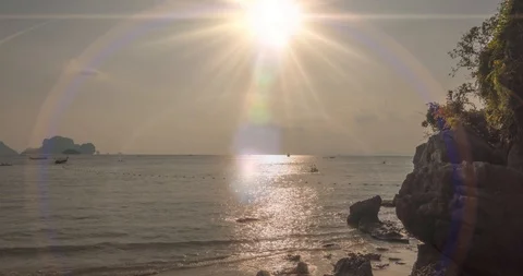 Time-lapse of light rays over the sea or... | Stock Video | Pond5
