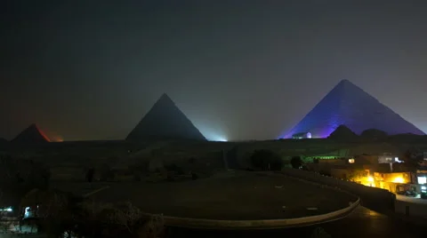 Time Lapse of Light Show at the Great Pyramids at Giza - Egypt Stock Footage 58508921