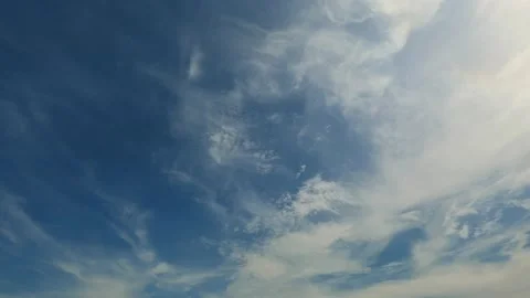 Time-lapse of Light, white fluffy in a rich blue sky Stock Footage 143681540