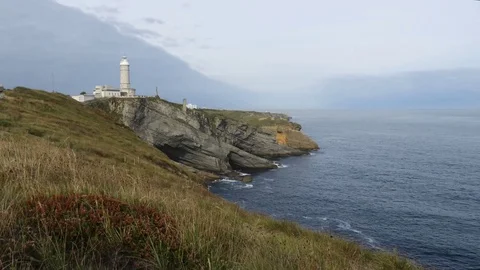 Time lapse lighthouse on the cliff in Santander España Spain Stock Footage 119680243