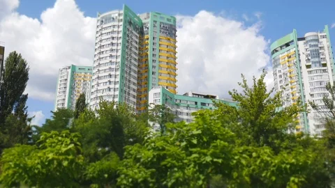Time lapse lighting of a big city with tall multi-story houses Stock Footage 115501533