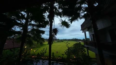 Time-lapse With lighting from the pool until sunset. Stockbeeldmateriaal 231466920