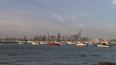 Time lapse the lights of Melbourne CBD at sunset Stock Footage 37566431